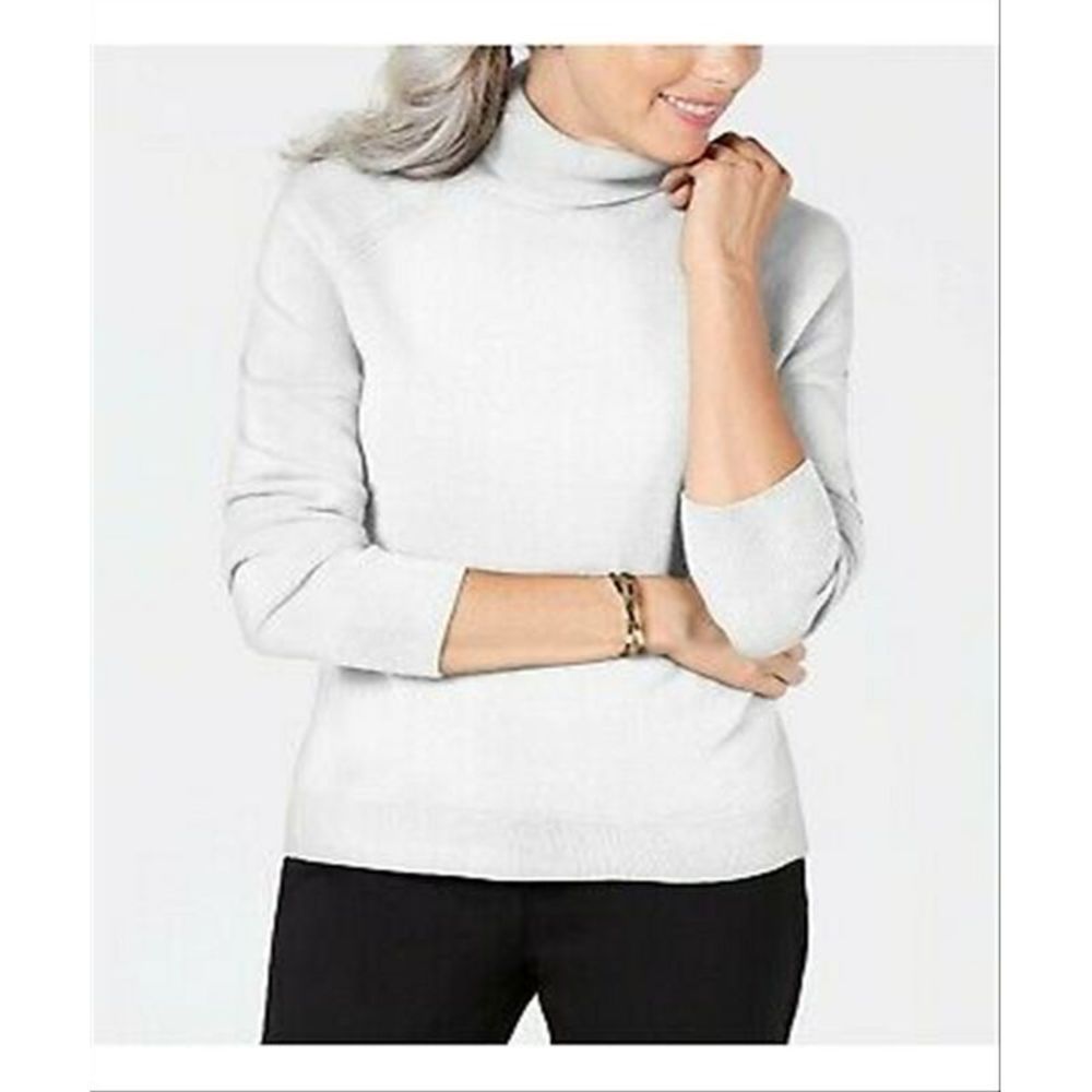 Karen Scott Women's Turtleneck Sweater White Size Large